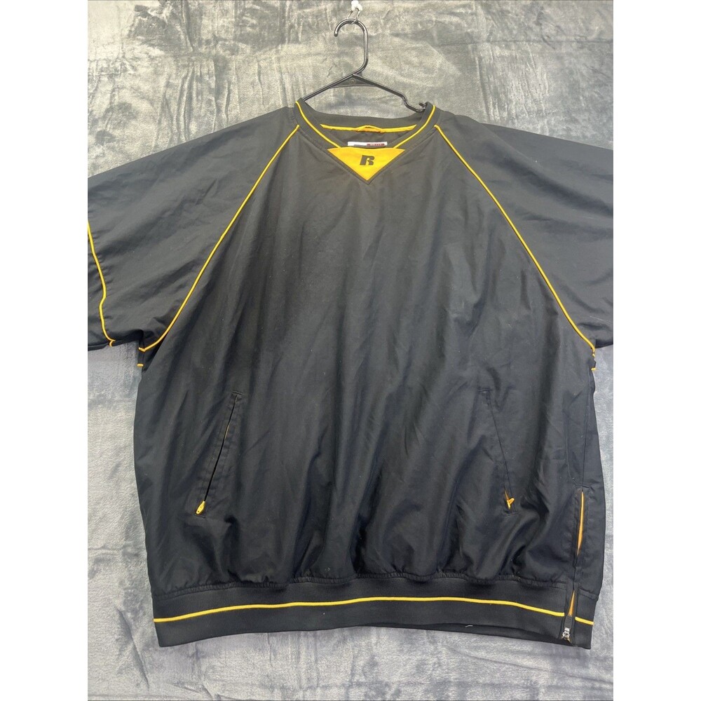 Russell Athletic Team Issue Pullover Windbreaker Jacket Black XXL Vintage 90s